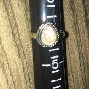 Opal (Faux) Silver Tone Boho Ring.